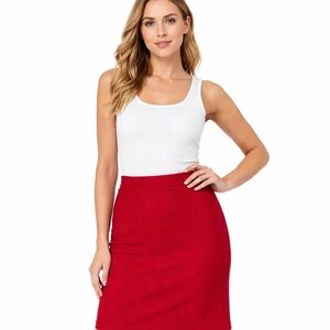 🌻St. John Collection by Marie Gray Red Knit Knee Length Skirt Size 12